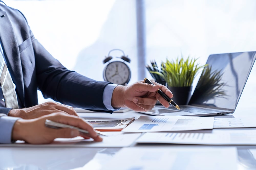 Man working on Man Working On Company Liquidation